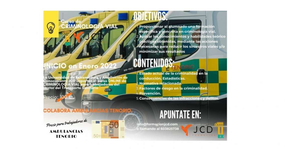 Curso Criminología Vial y reducción de accidentes en Ambulancias Tenorio