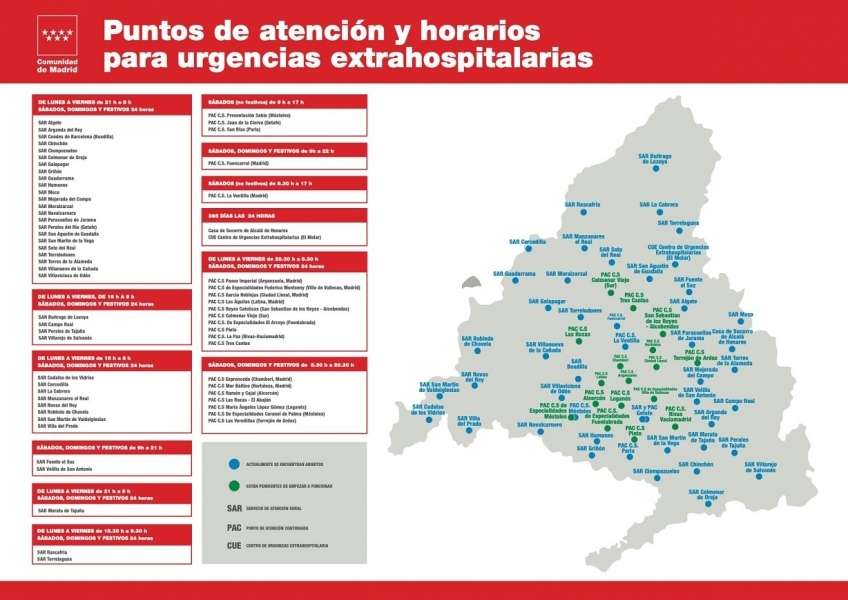 Madrid reorganiza las urgencias extrahospitalarias: 20 SUAP menos y 17 PAC más 
