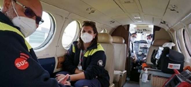829 pacientes trasladados por el avión medicalizado del SUC en 2020