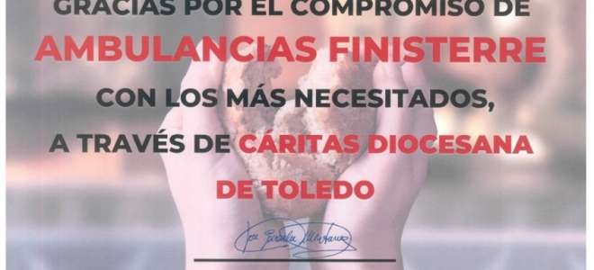 Ambulancias Finisterre, reconocida como “Empresa con corazón” por Cáritas Toledo